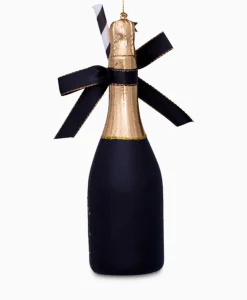 Lifestyle^Vondels Kerstbal Champagne Fles Zwart