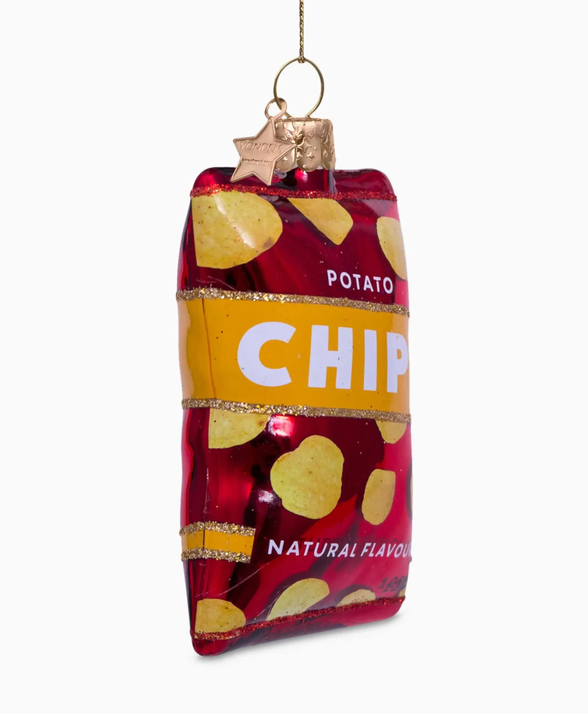 Lifestyle^Vondels Kerstbal Naturel Chips Rood
