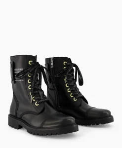 Laarzen^Zadig & Voltaire Zadig & Voltaire Enkellaars Joe Smooth Cowskin + Side Prin Zwart