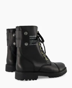 Laarzen^Zadig & Voltaire Zadig & Voltaire Enkellaars Joe Smooth Cowskin + Side Prin Zwart