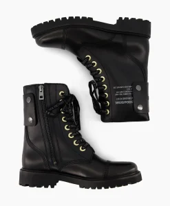 Laarzen^Zadig & Voltaire Zadig & Voltaire Enkellaars Joe Smooth Cowskin + Side Prin Zwart