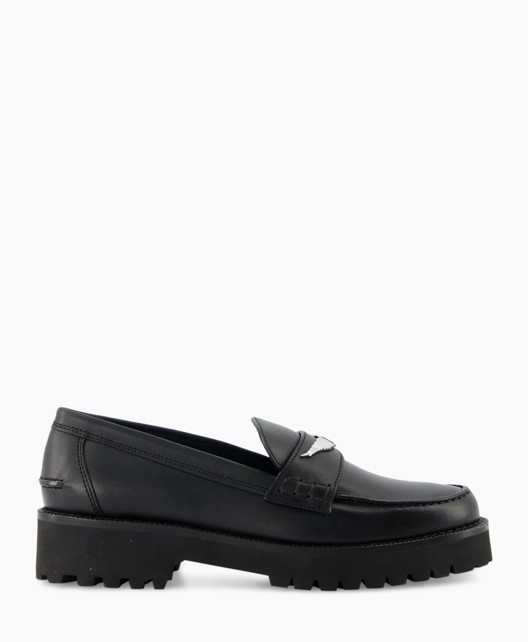 Instappers^Zadig & Voltaire Zadig & Voltaire Loafer Joecassin Semy-Shiny Calfskin Zwart