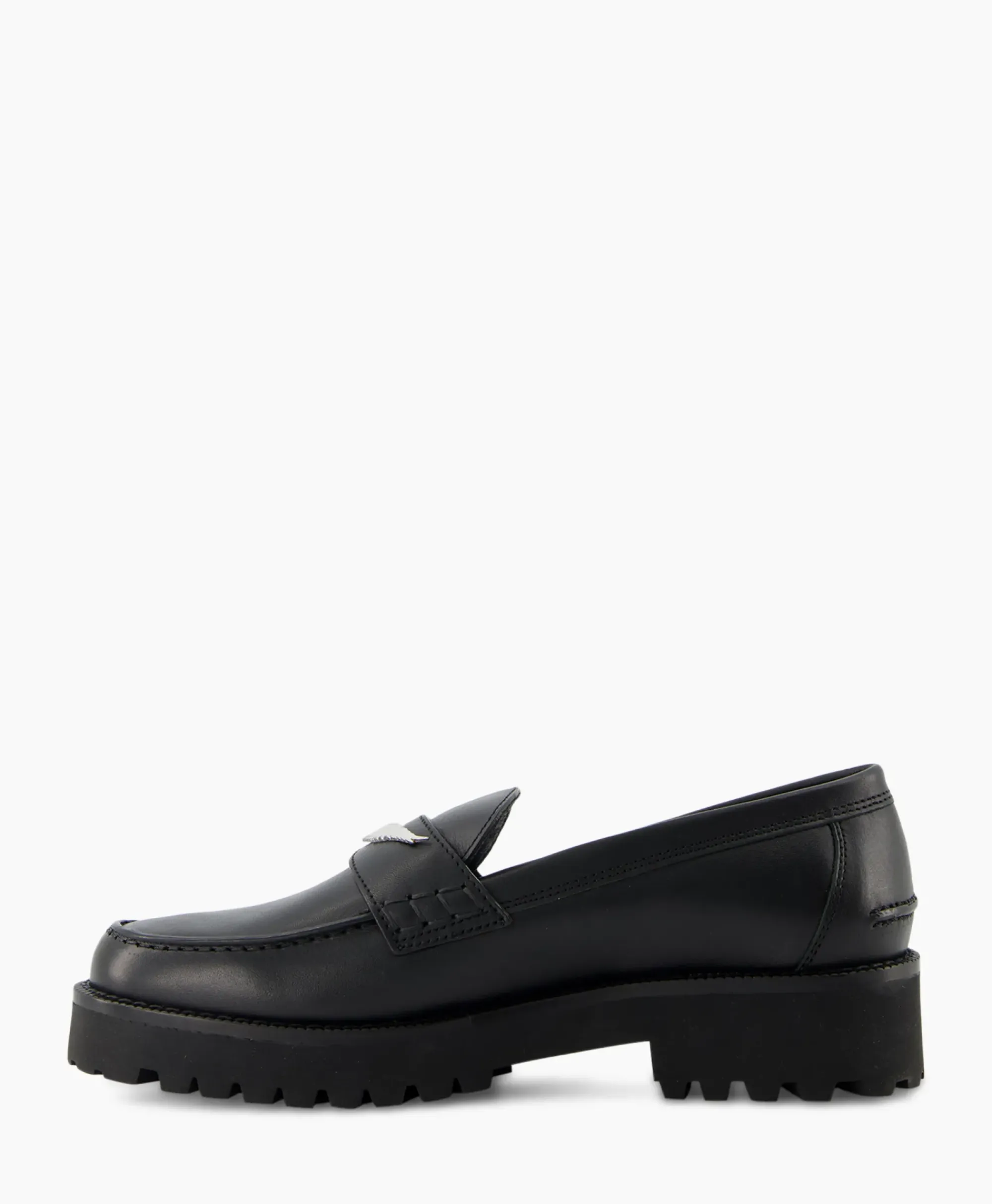 Instappers^Zadig & Voltaire Zadig & Voltaire Loafer Joecassin Semy-Shiny Calfskin Zwart