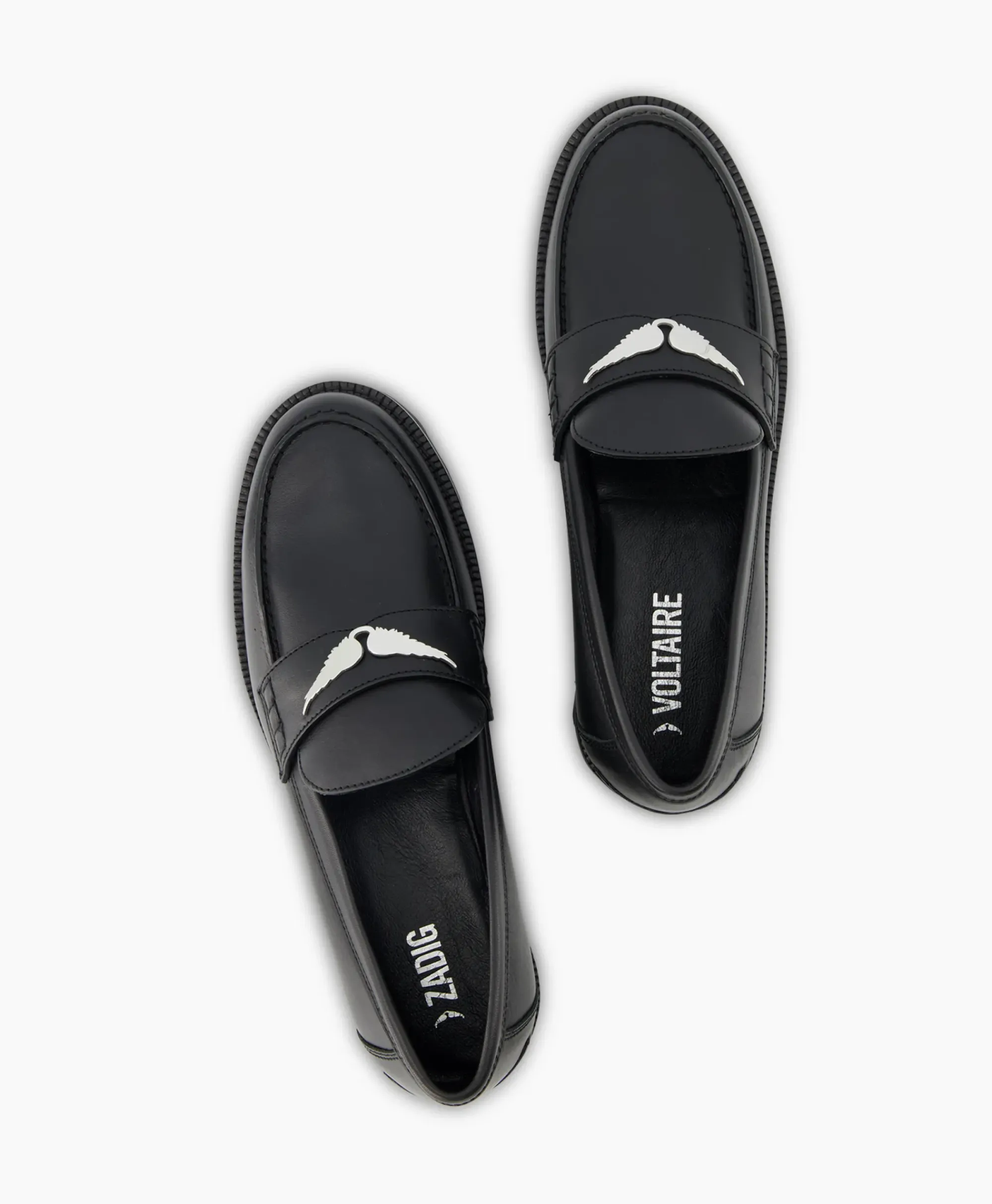 Instappers^Zadig & Voltaire Zadig & Voltaire Loafer Joecassin Semy-Shiny Calfskin Zwart