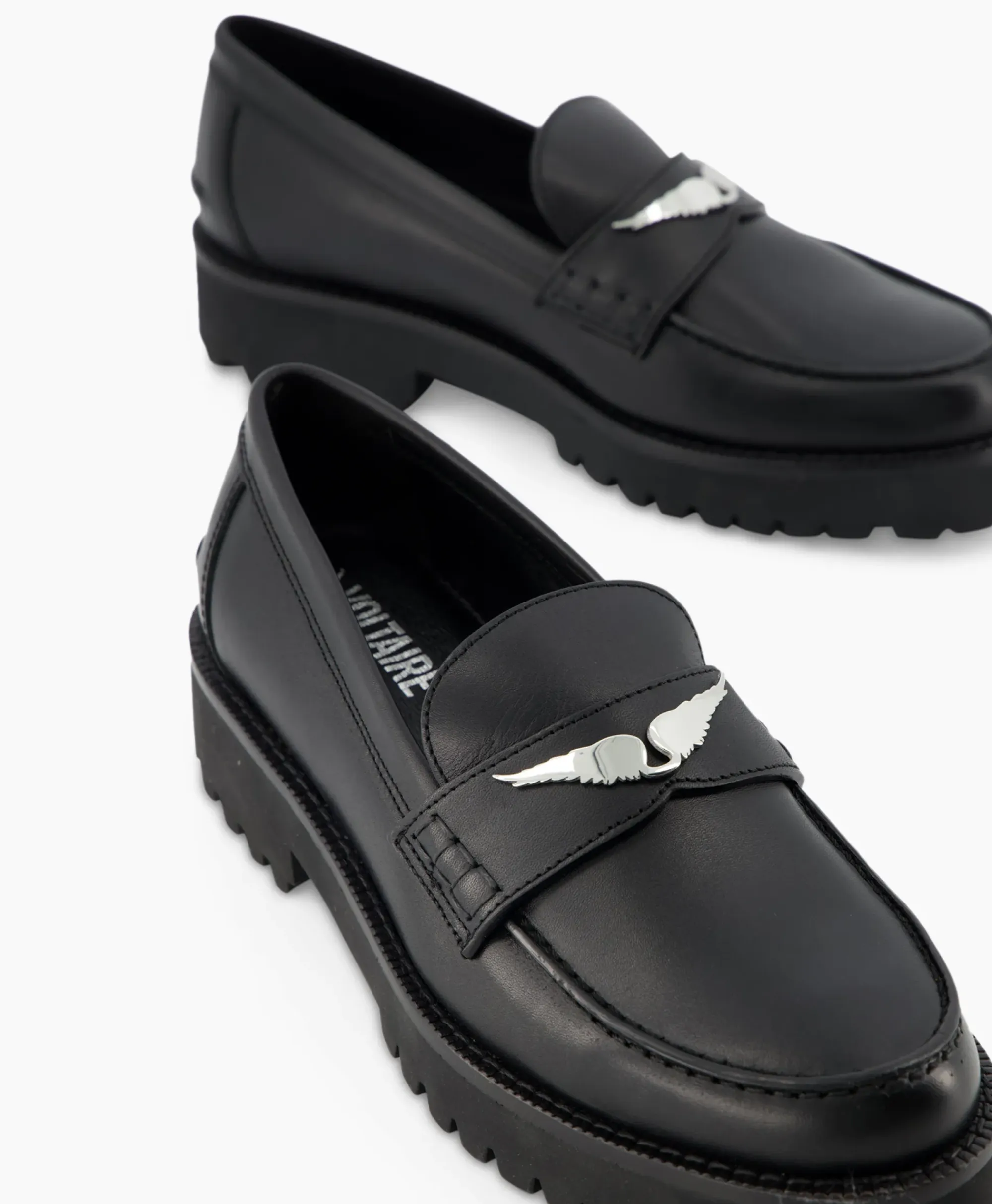 Instappers^Zadig & Voltaire Zadig & Voltaire Loafer Joecassin Semy-Shiny Calfskin Zwart