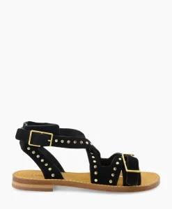 Sandalen^Zadig & Voltaire Zadig & Voltaire Sandaal Zonder Hak Cecilia Caprese Suede + Studs Zwart