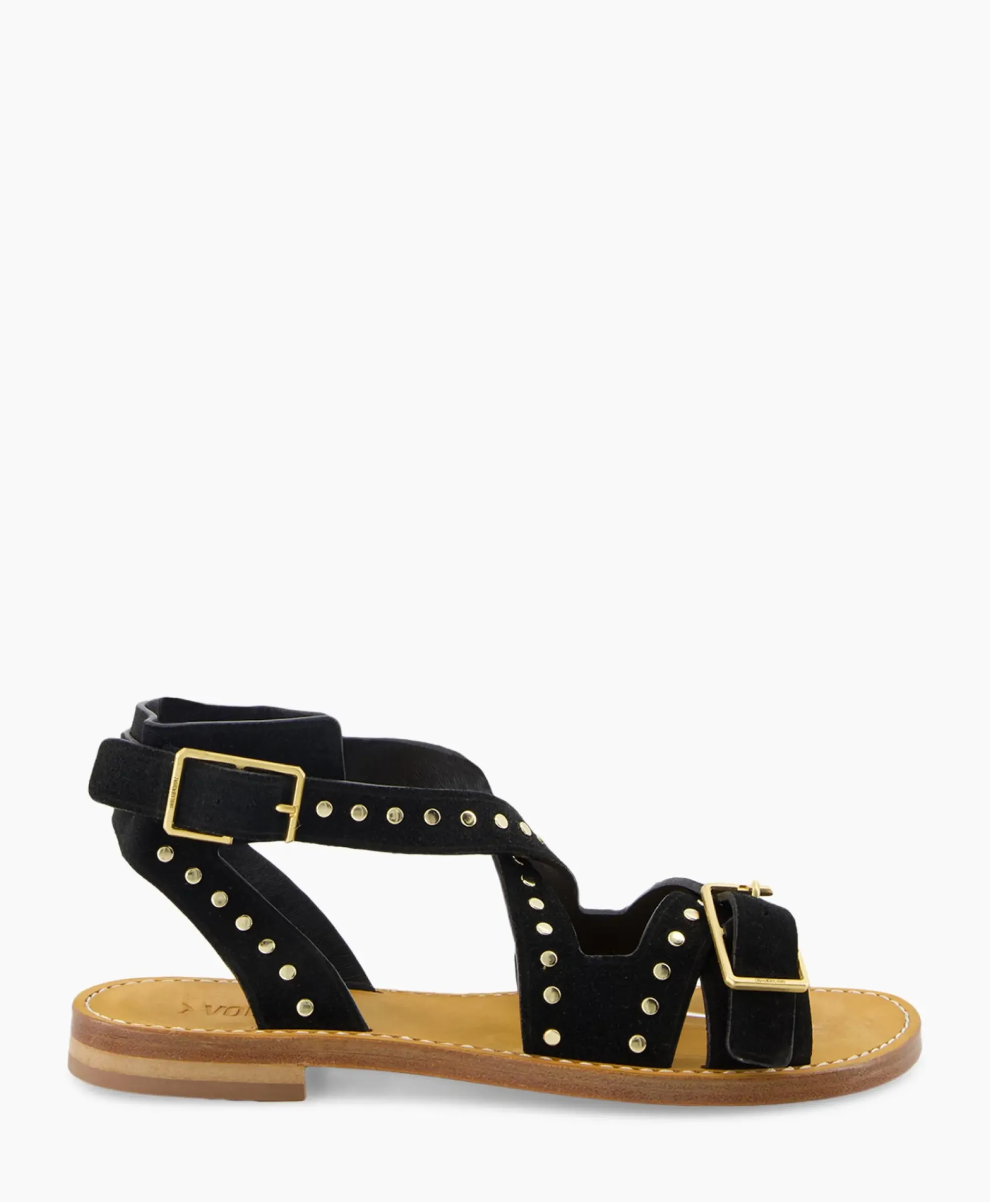 Sandalen^Zadig & Voltaire Zadig & Voltaire Sandaal Zonder Hak Cecilia Caprese Suede + Studs Zwart