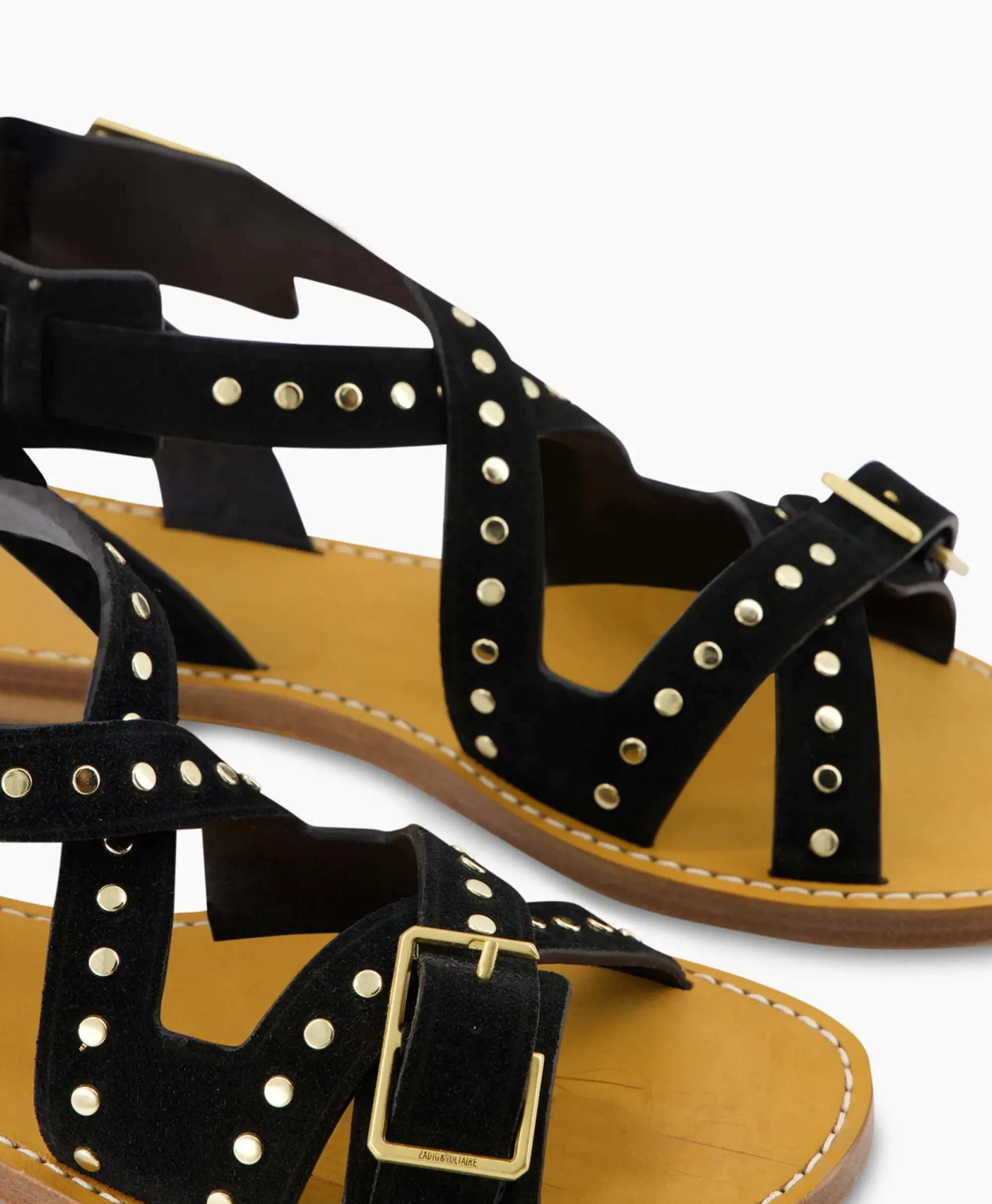Sandalen^Zadig & Voltaire Zadig & Voltaire Sandaal Zonder Hak Cecilia Caprese Suede + Studs Zwart