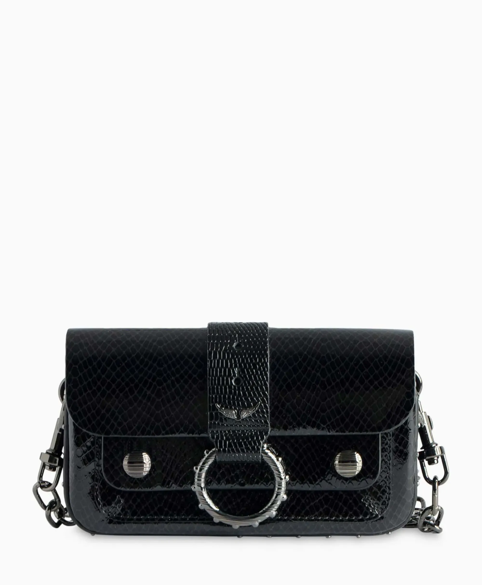 Tassen^Zadig & Voltaire Zadig & Voltaire Schouder / Hand Tas Kate Wallet Glossy Wild Emboss Zwart