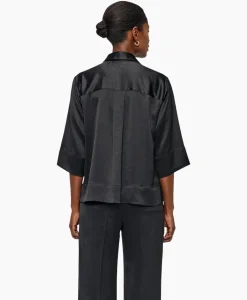 Blouses^Zenggi Blouse Sating Short Sleeve Zwart