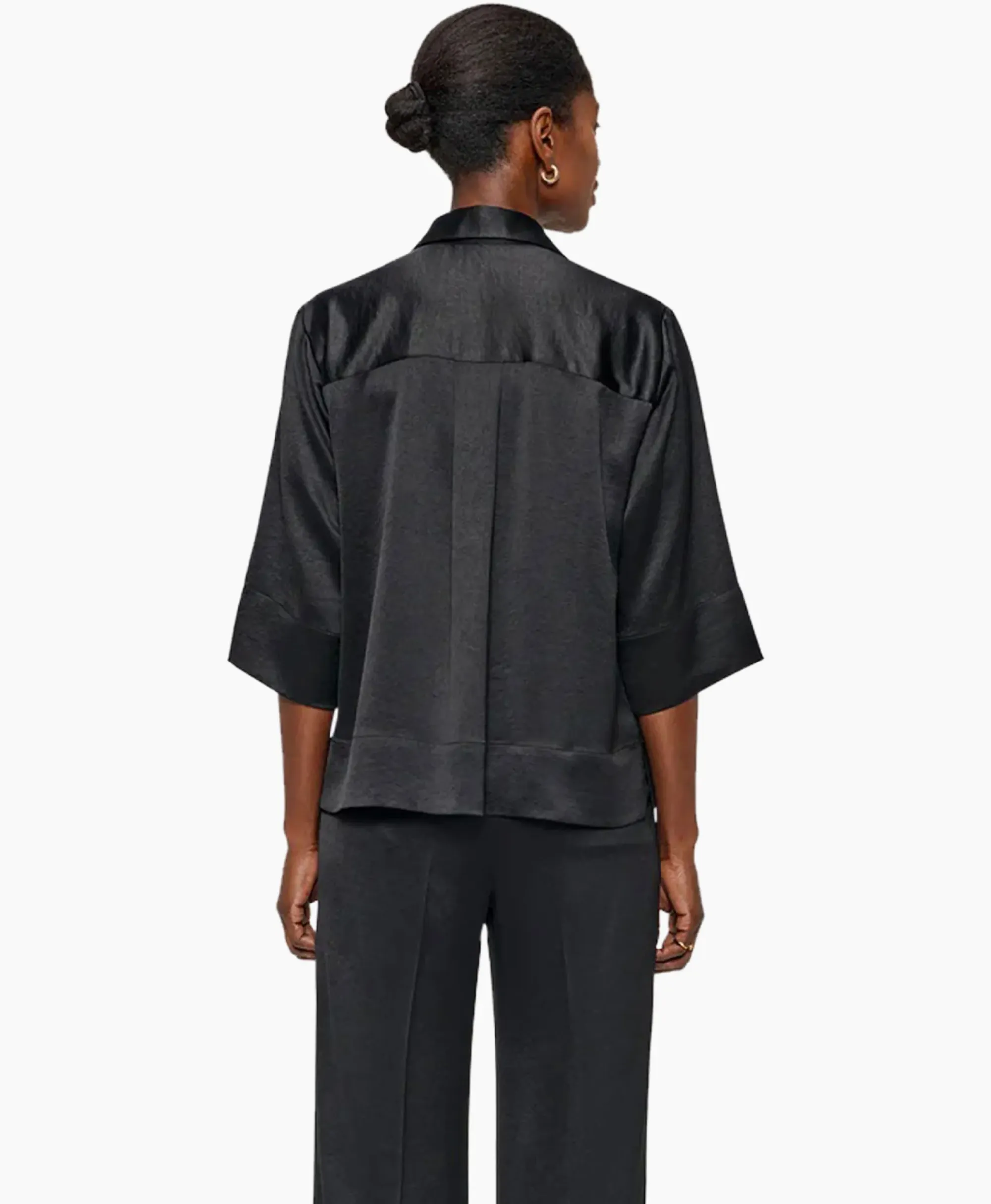 Blouses^Zenggi Blouse Sating Short Sleeve Zwart