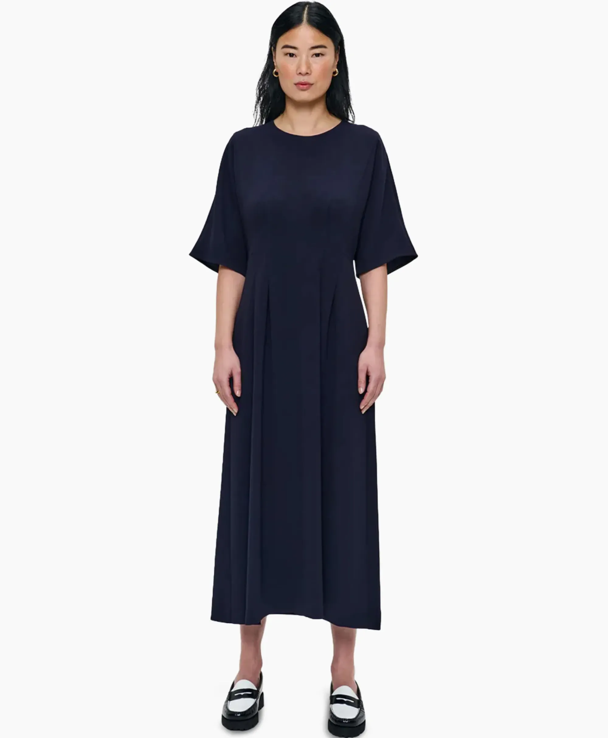 Jurken^Zenggi Maxi Jurk Flowy Waisted Donker Blauw