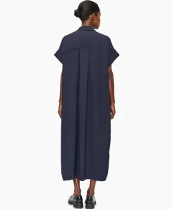Jurken^Zenggi Maxi Jurk Fluid Shirt Donker Blauw
