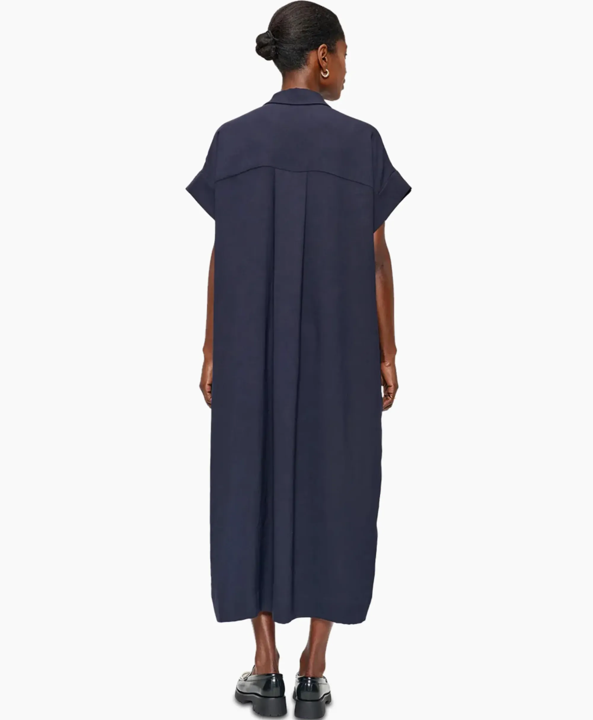 Jurken^Zenggi Maxi Jurk Fluid Shirt Donker Blauw
