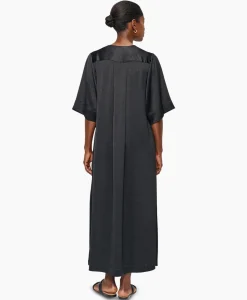 Jurken^Zenggi Maxi Jurk Satin T-Shirt Zwart