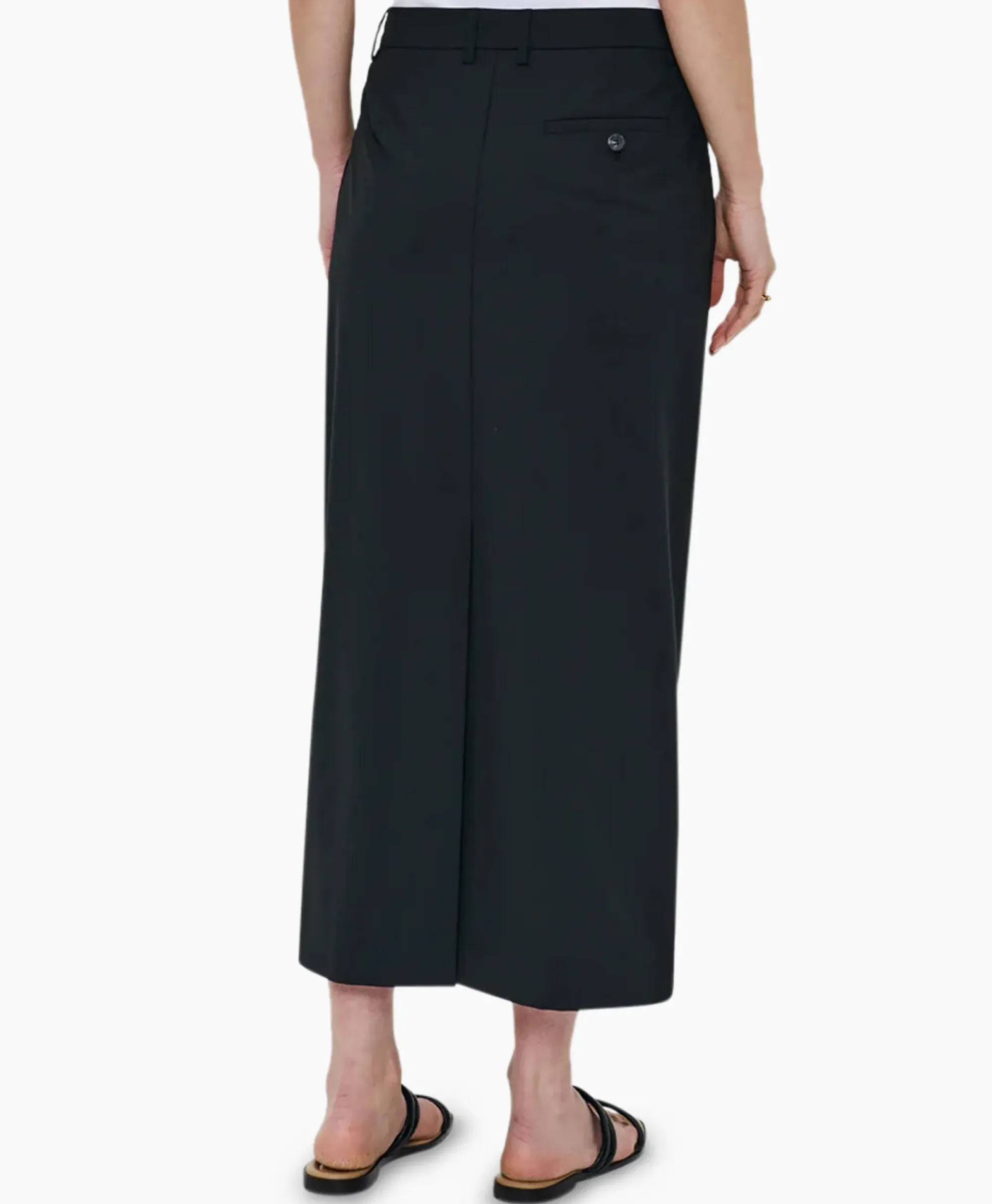 Rokken^Zenggi Midi Rok Tropical Wool Straight Zwart
