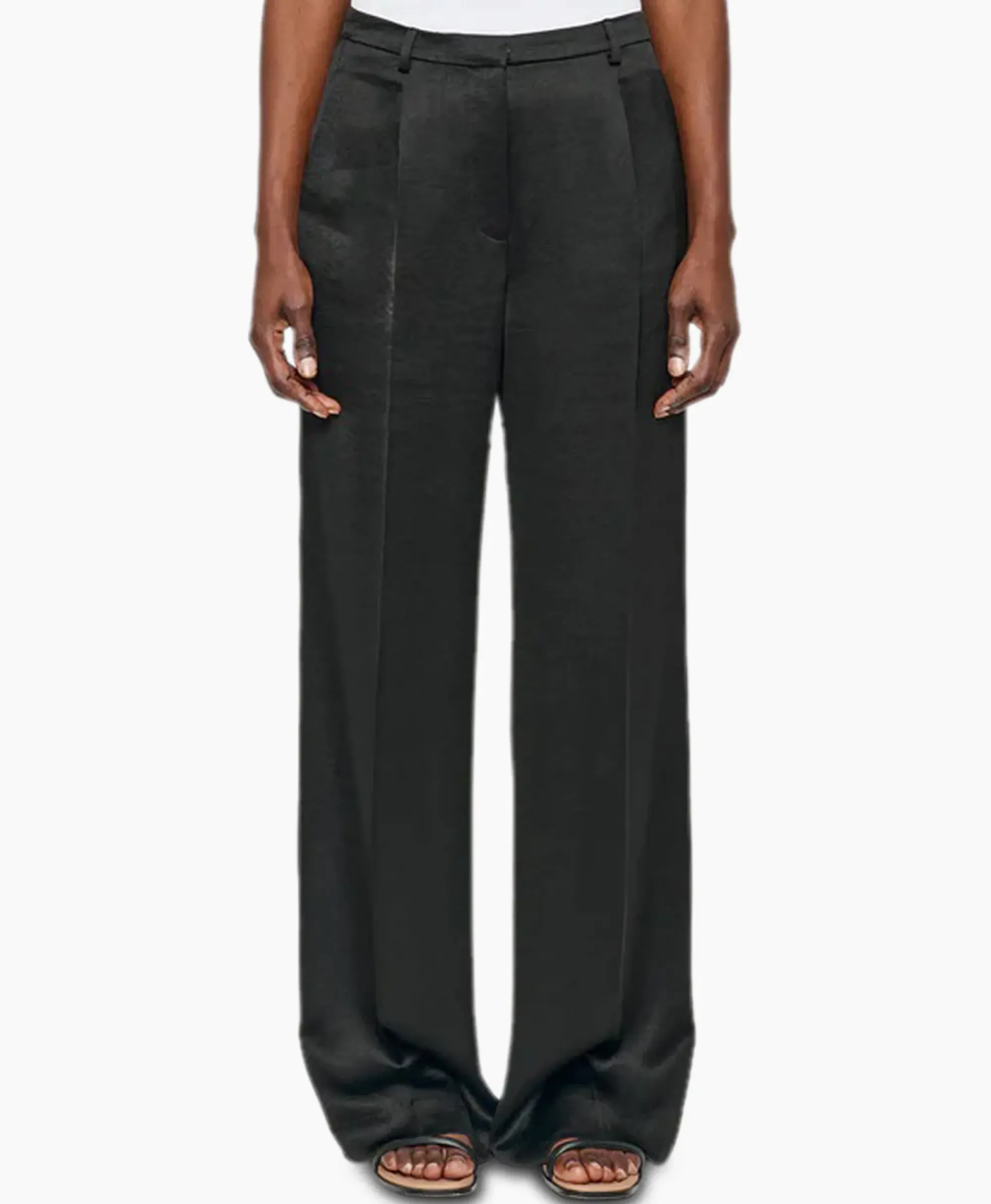 Broeken^Zenggi Pantalon Wide Leg Satin Zwart