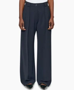 Broeken^Zenggi Pantalon Wide Pleated Donker Blauw