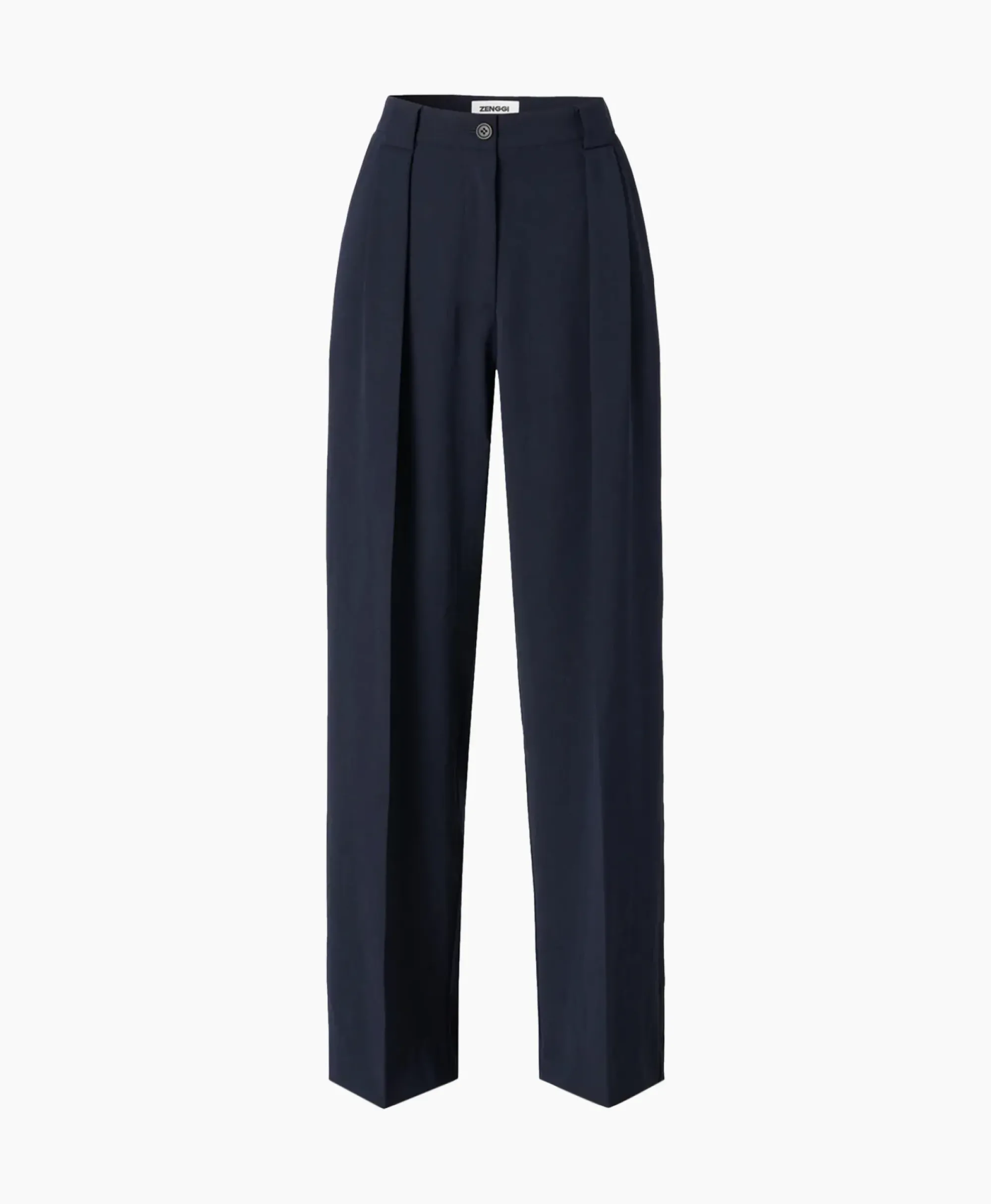 Broeken^Zenggi Pantalon Wide Pleated Donker Blauw
