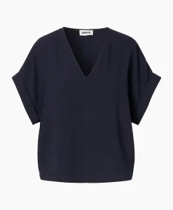 T-Shirts & Tops^Zenggi Top Fluid V-Neck Donker Blauw
