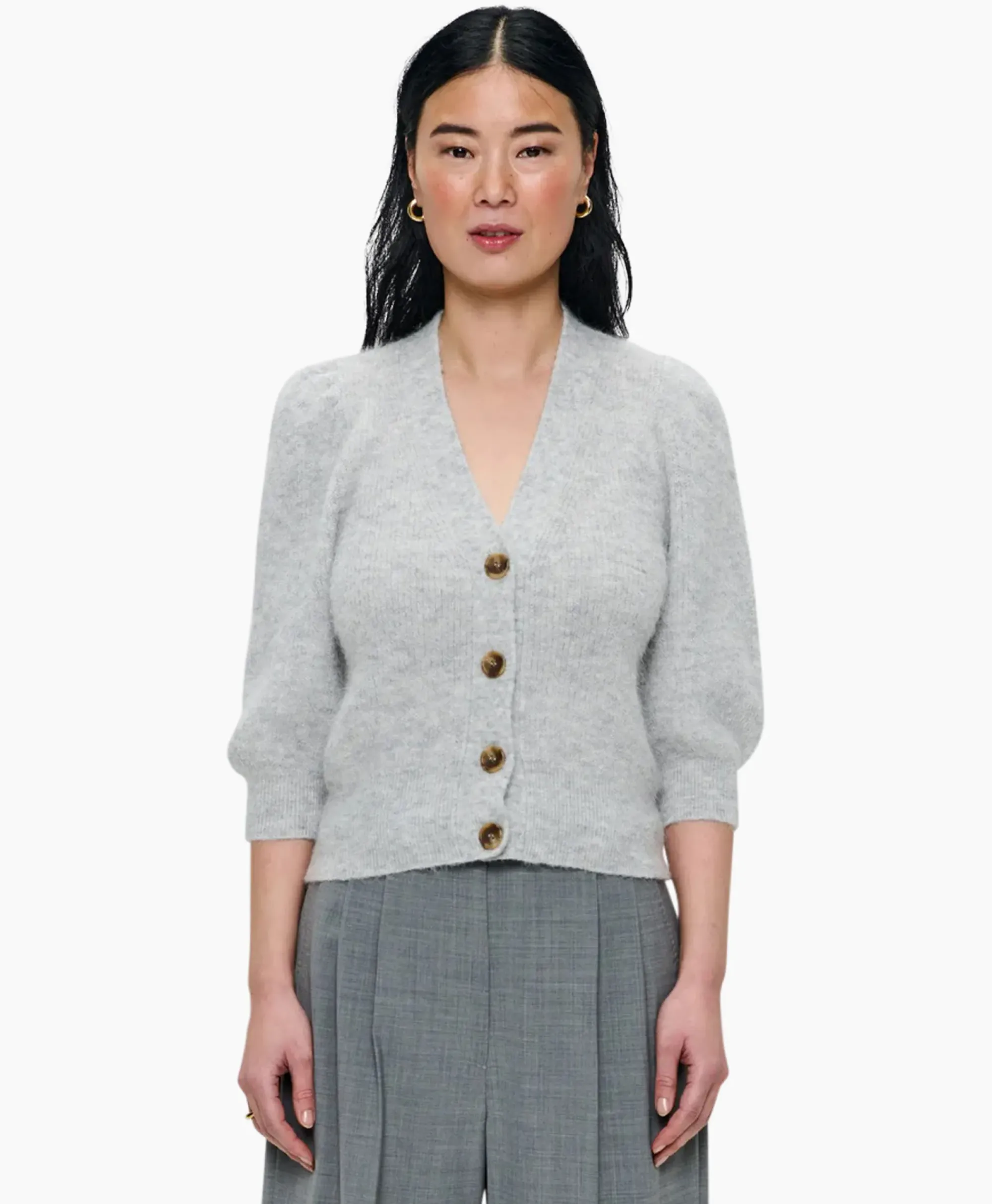 Vesten^Zenggi Vest Cropped 3/4 Sleeve Licht Grijs