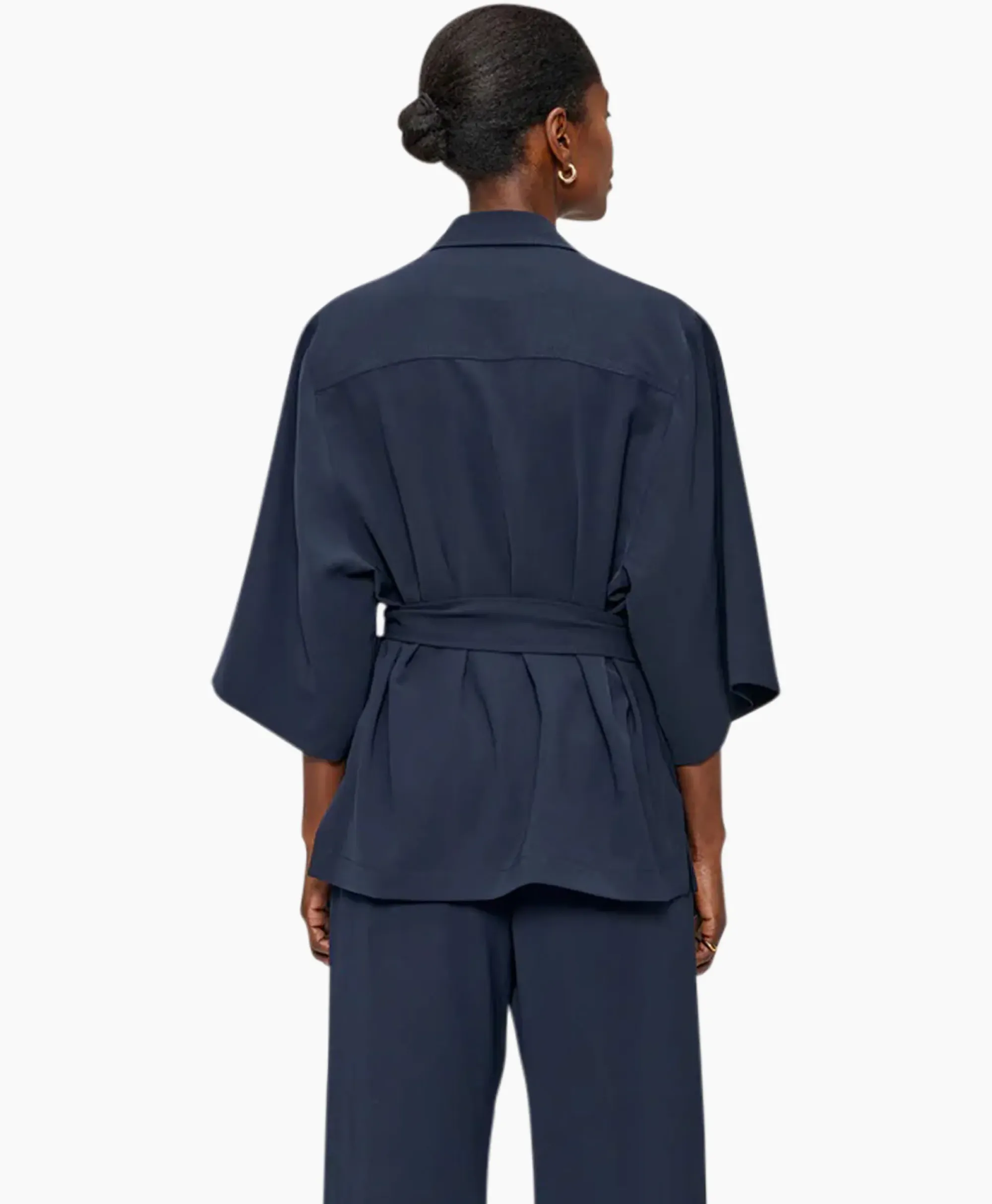 Vesten^Zenggi Vest Japanse Crepe Kimono Donker Blauw