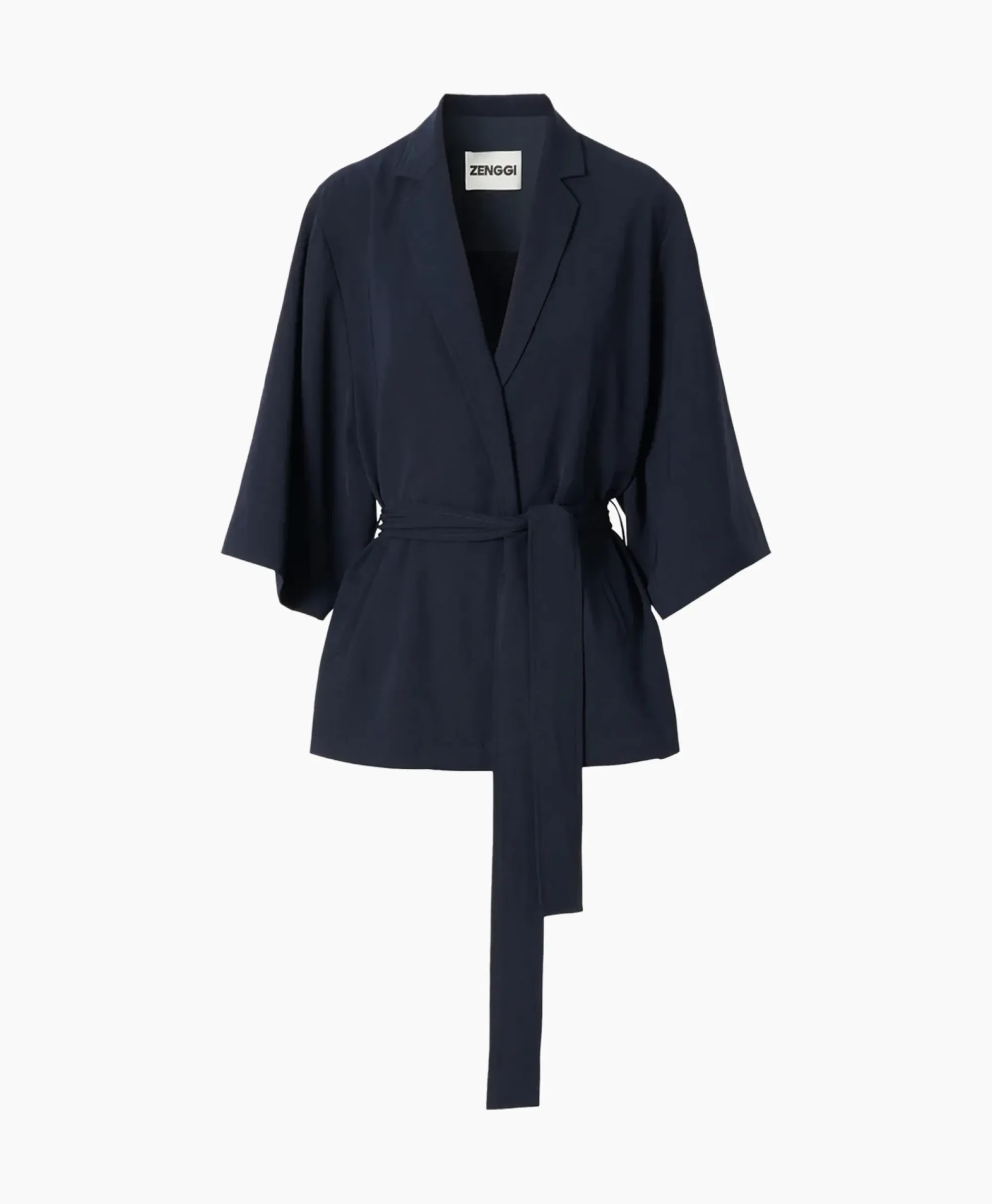 Vesten^Zenggi Vest Japanse Crepe Kimono Donker Blauw