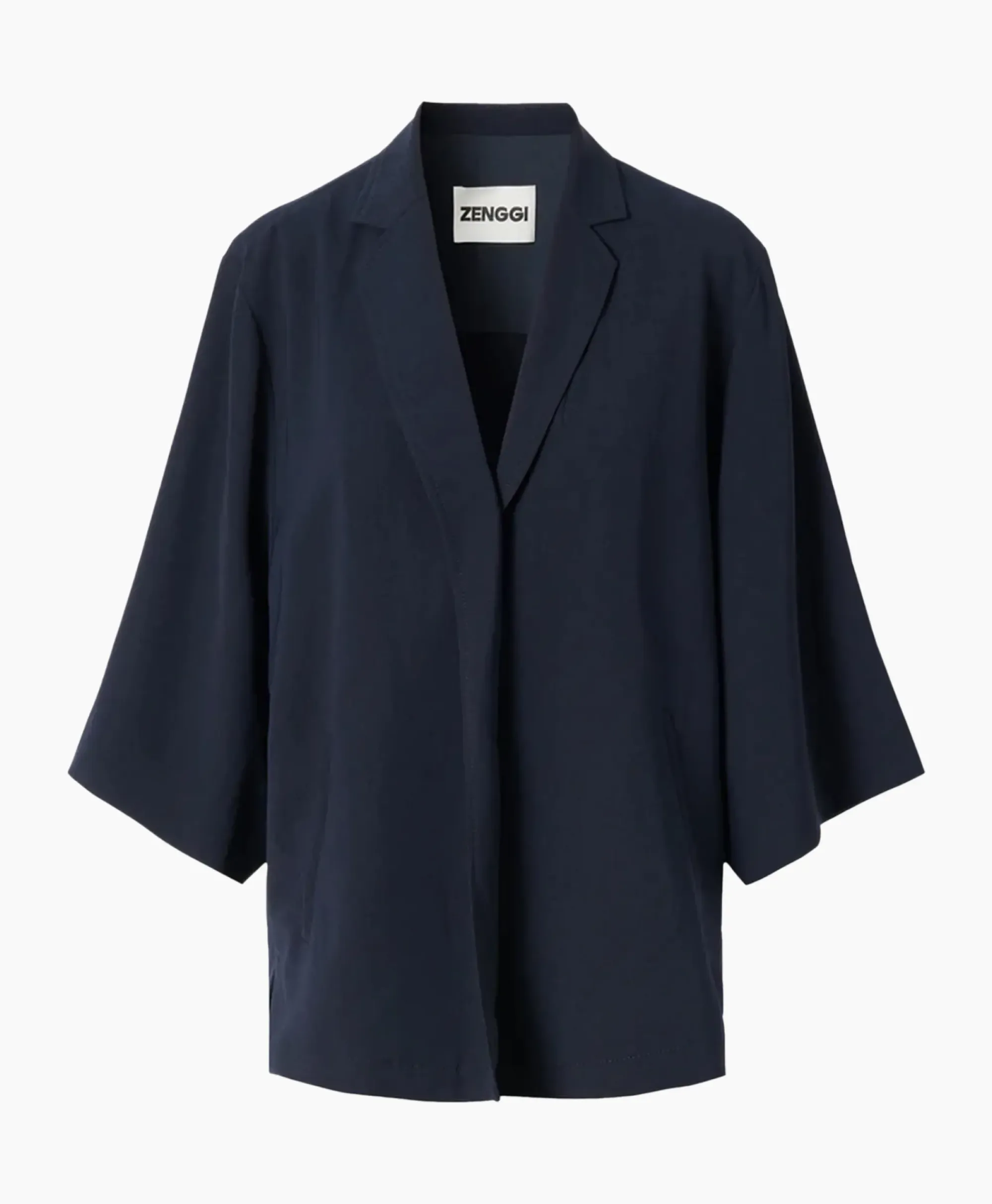 Vesten^Zenggi Vest Japanse Crepe Kimono Donker Blauw