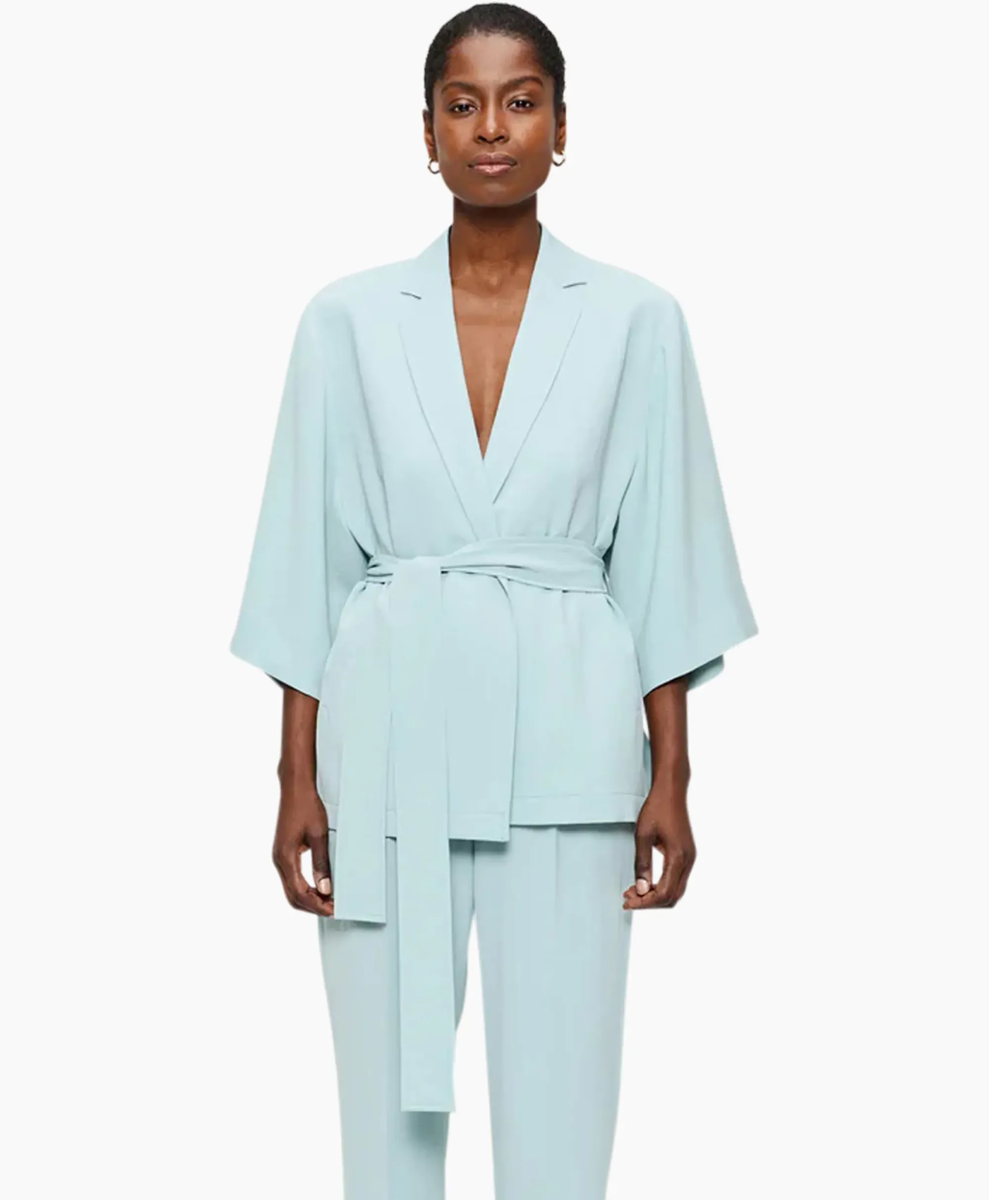 Vesten^Zenggi Vest Japanse Crepe Kimono Licht Groen