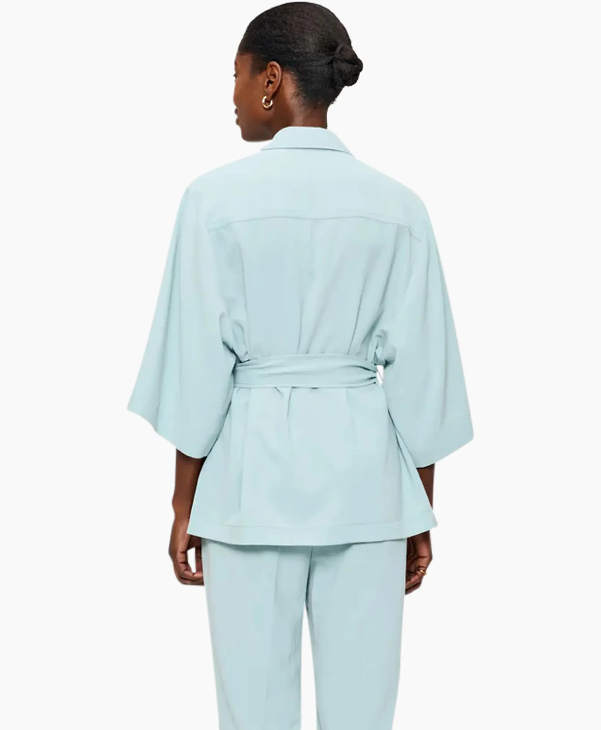 Vesten^Zenggi Vest Japanse Crepe Kimono Licht Groen